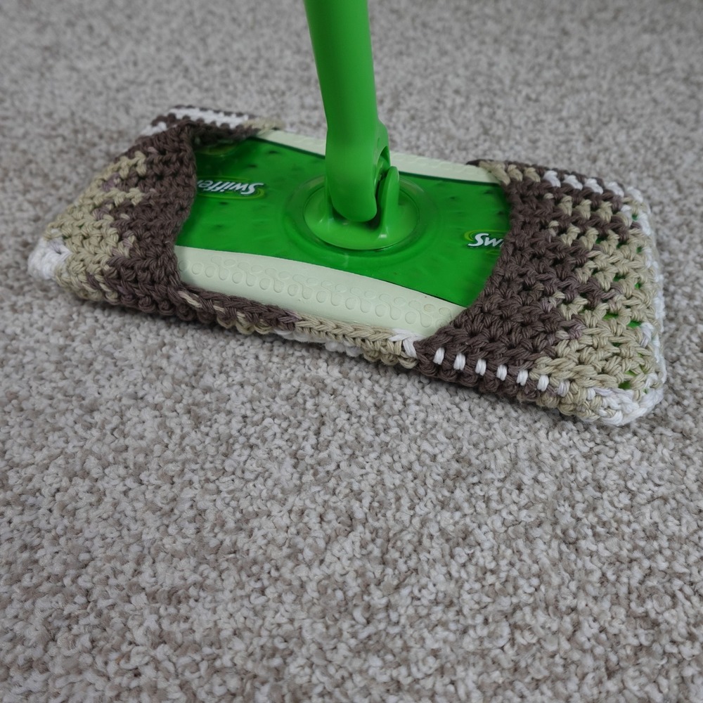 Handmade Crochet Reusable Mop Cover Earth Tone Basketweave for Swiffer Sweeper‎ - Picture 2 of 5